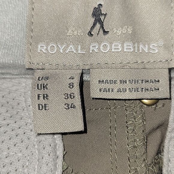 ROYAL ROBBINS WOMENS DISCOVERY  CAPRIS PANTS SIZE 4 NWT TAUPE UPF50  MID RISE - Picture 3 of 8